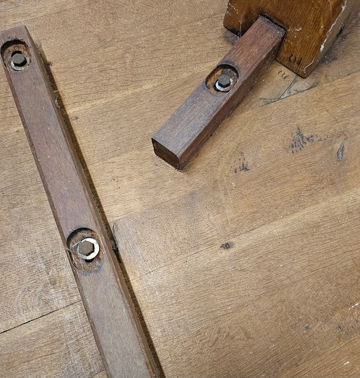 Brutalist oak coffee table / heavy weight 75 kg / 1960s