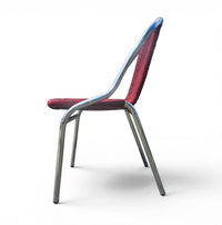 6 x red aluminum inside / outsite chair featuring synthetic weave (wicker/rattan look) 1980s