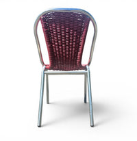 6 x red aluminum inside / outsite chair featuring synthetic weave (wicker/rattan look) 1980s