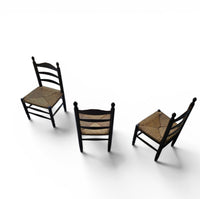 3 x Antique provicial ladderback child's chair / rush seat / 1930s
