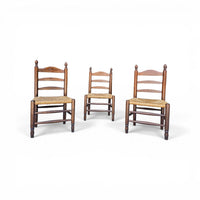 3 x Antique provicial ladderback child's chair / rush seat / 1930s
