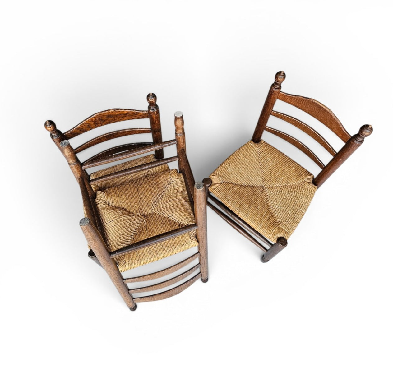 3 x Antique provicial ladderback child's chair / rush seat / 1930s
