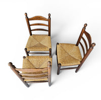 3 x Antique provicial ladderback child's chair / rush seat / 1930s