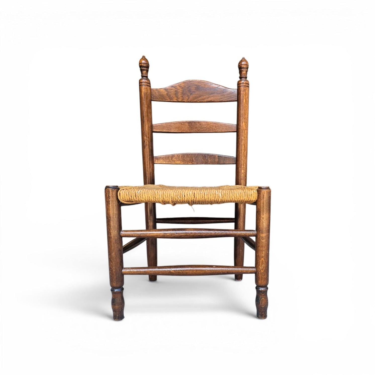 3 x Antique provicial ladderback child's chair / rush seat / 1930s