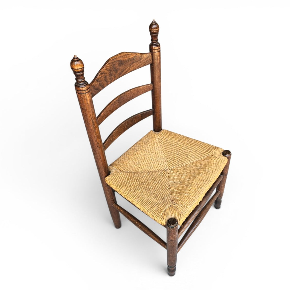 3 x Antique provicial ladderback child's chair / rush seat / 1930s
