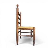 3 x Antique provicial ladderback child's chair / rush seat / 1930s