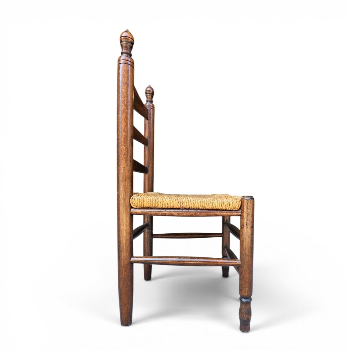 3 x Antique provicial ladderback child's chair / rush seat / 1930s