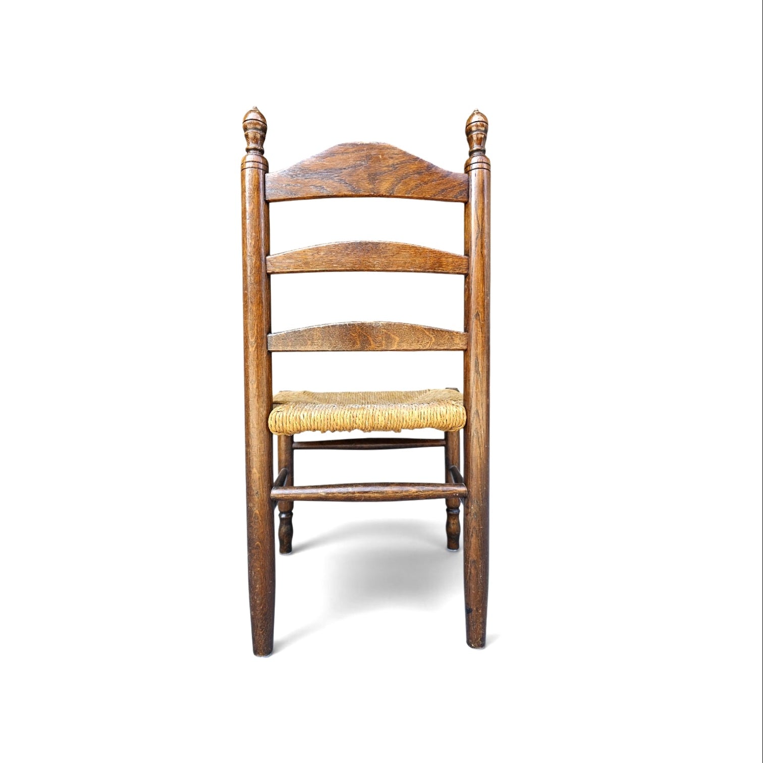 3 x Antique provicial ladderback child's chair / rush seat / 1930s