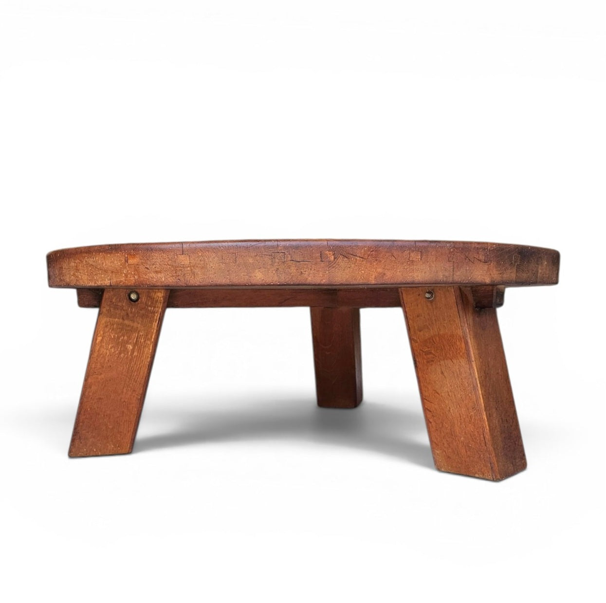Brutalist oak coffee table / heavy weight 75 kg / 1960s
