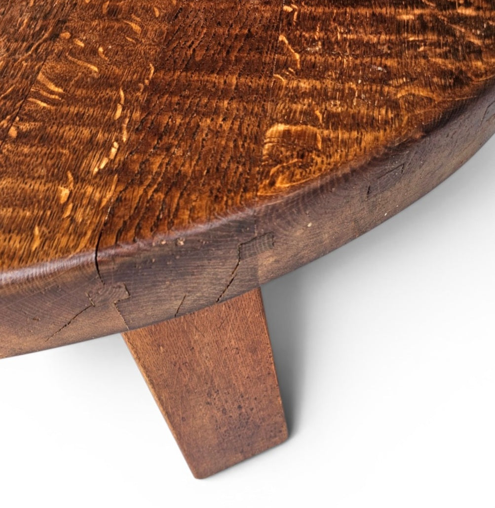 Brutalist oak coffee table / heavy weight 75 kg / 1960s
