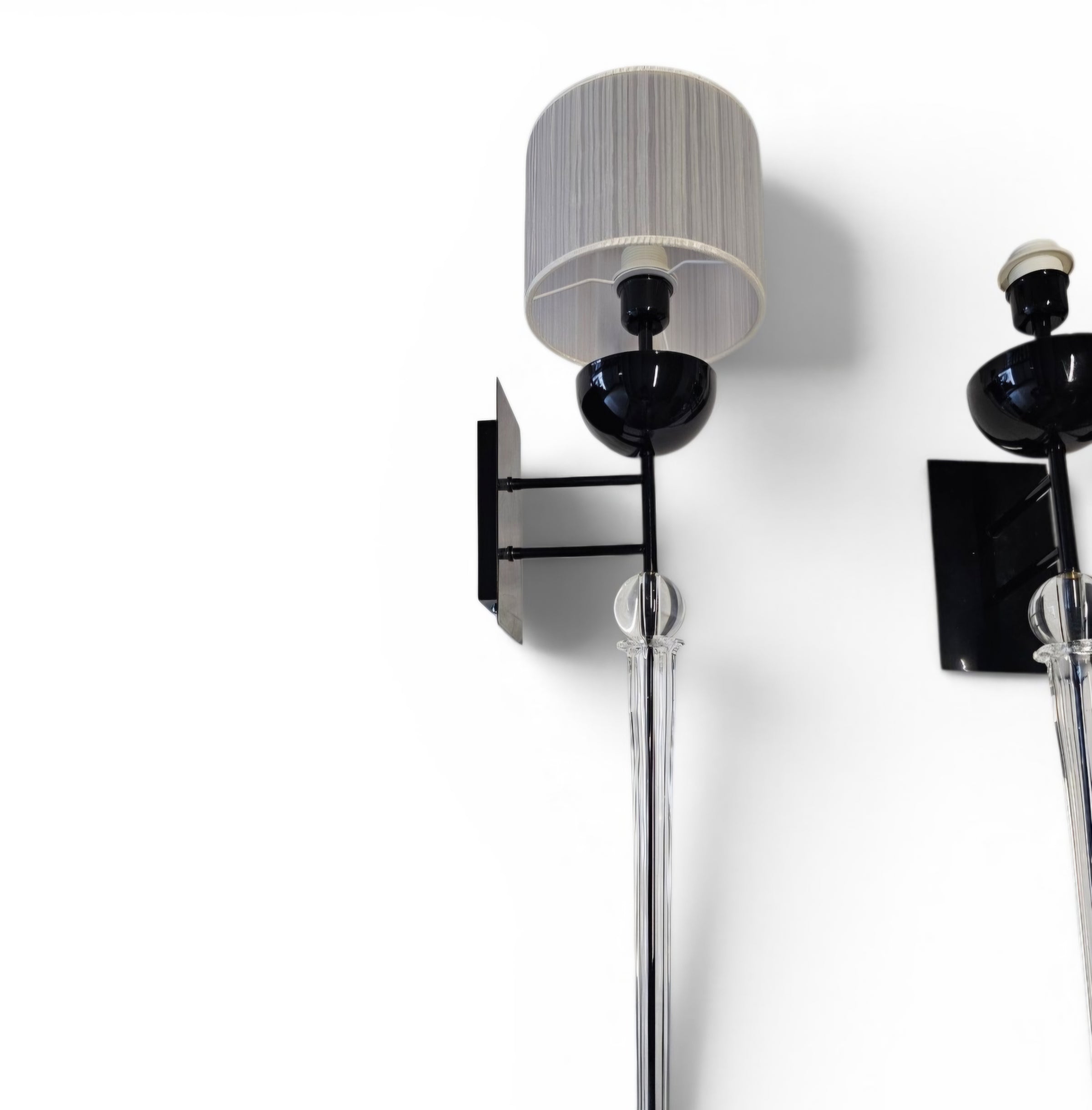 3 x Neo Classic torch glass wall lamps / 1980s