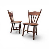 Set of 2 oak wood Victorian child Stick Back Chairs / 1960s