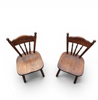 Set of 2 oak wood Victorian child Stick Back Chairs / 1960s