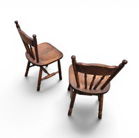 Set of 2 oak wood Victorian child Stick Back Chairs / 1960s