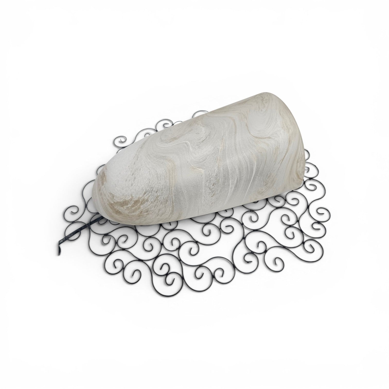 Wrought iron pocket wall sconces featuring a frosted amber glass / metal frame