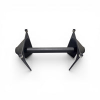 Post Modern cast iron black dining table or desk with glass top / 1980s