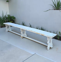 French wooden farmhouse bench / Garden bench / 1960s