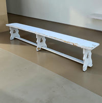 French wooden farmhouse bench / Garden bench / 1960s