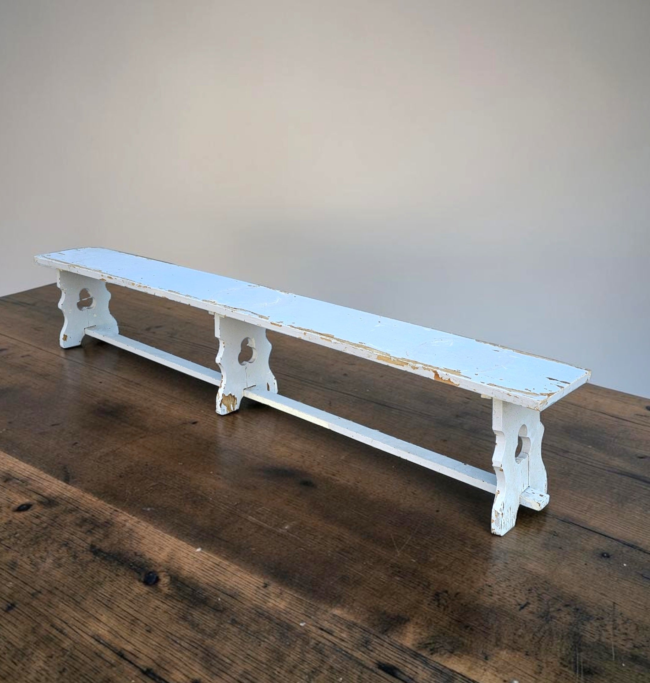 French wooden farmhouse bench / Garden bench / 1960s