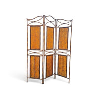Faux bamboo metal room divider with bamboo panels / 1980s