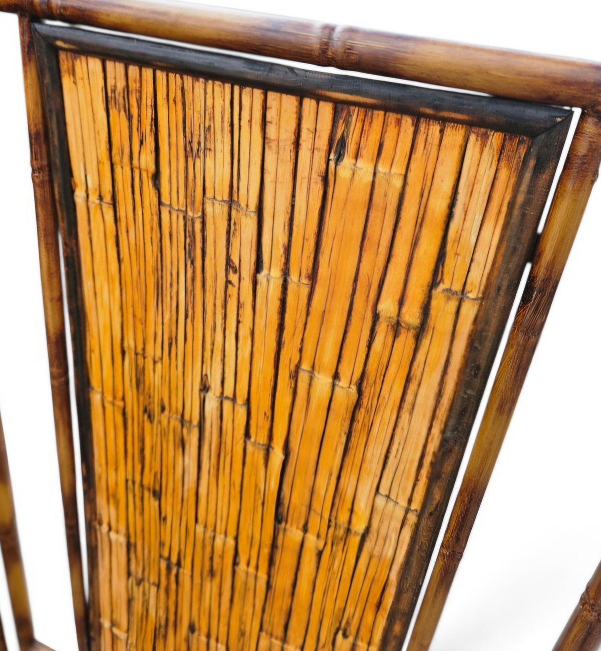 Faux bamboo metal room divider with bamboo panels / 1980s