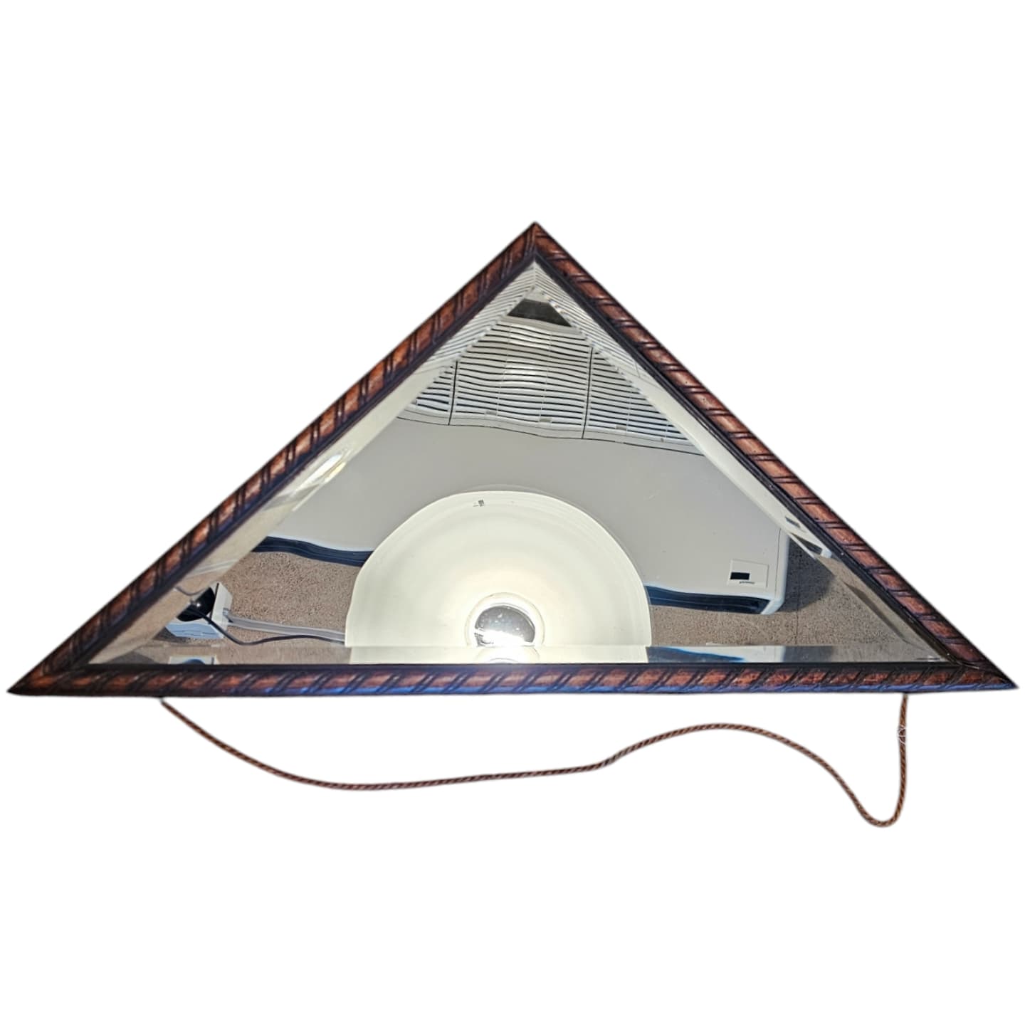 2 x oak wood triangle Mirror / facet cut edges