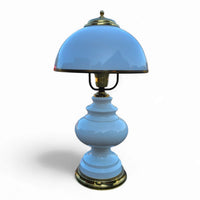2 x classic white opaline glass table lamps 1970s