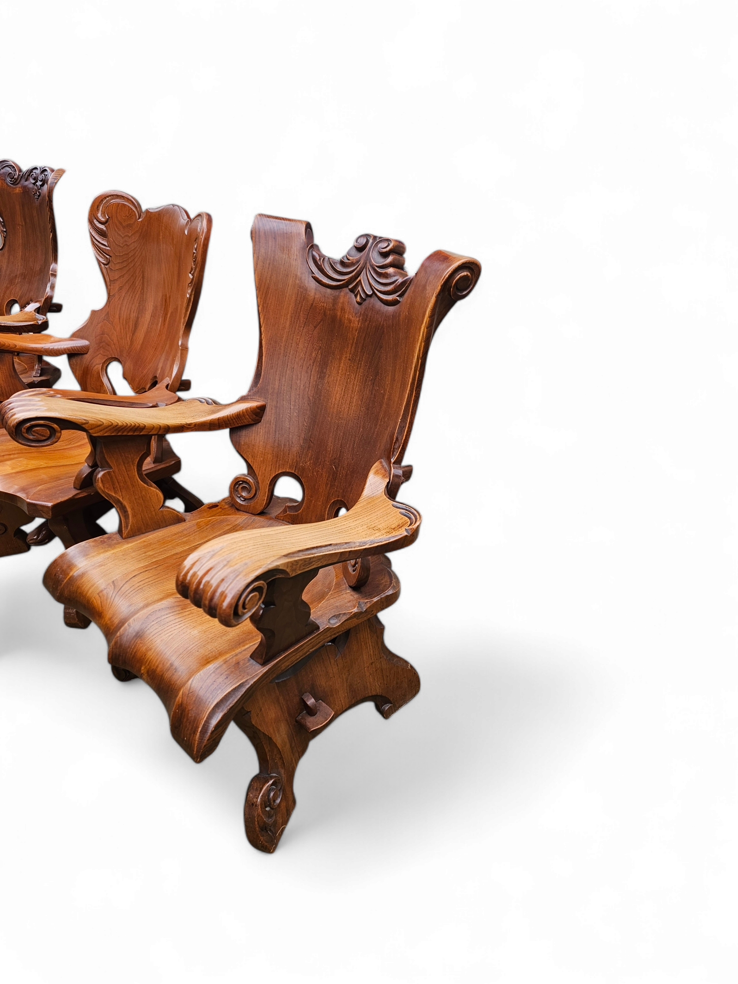 4 x grote eikenhouten klauwfauteuils jaren 60
 70x70x90cm