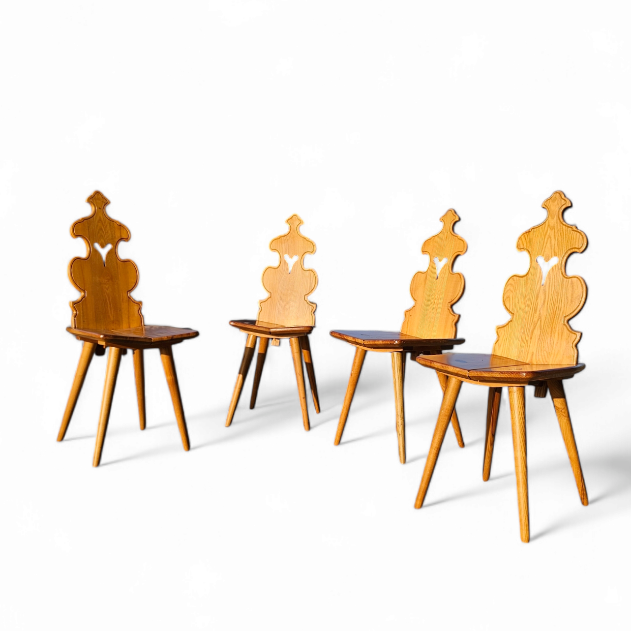 Vintage Mid-Century Brutalist Style Design Tiroler Chair set of 4