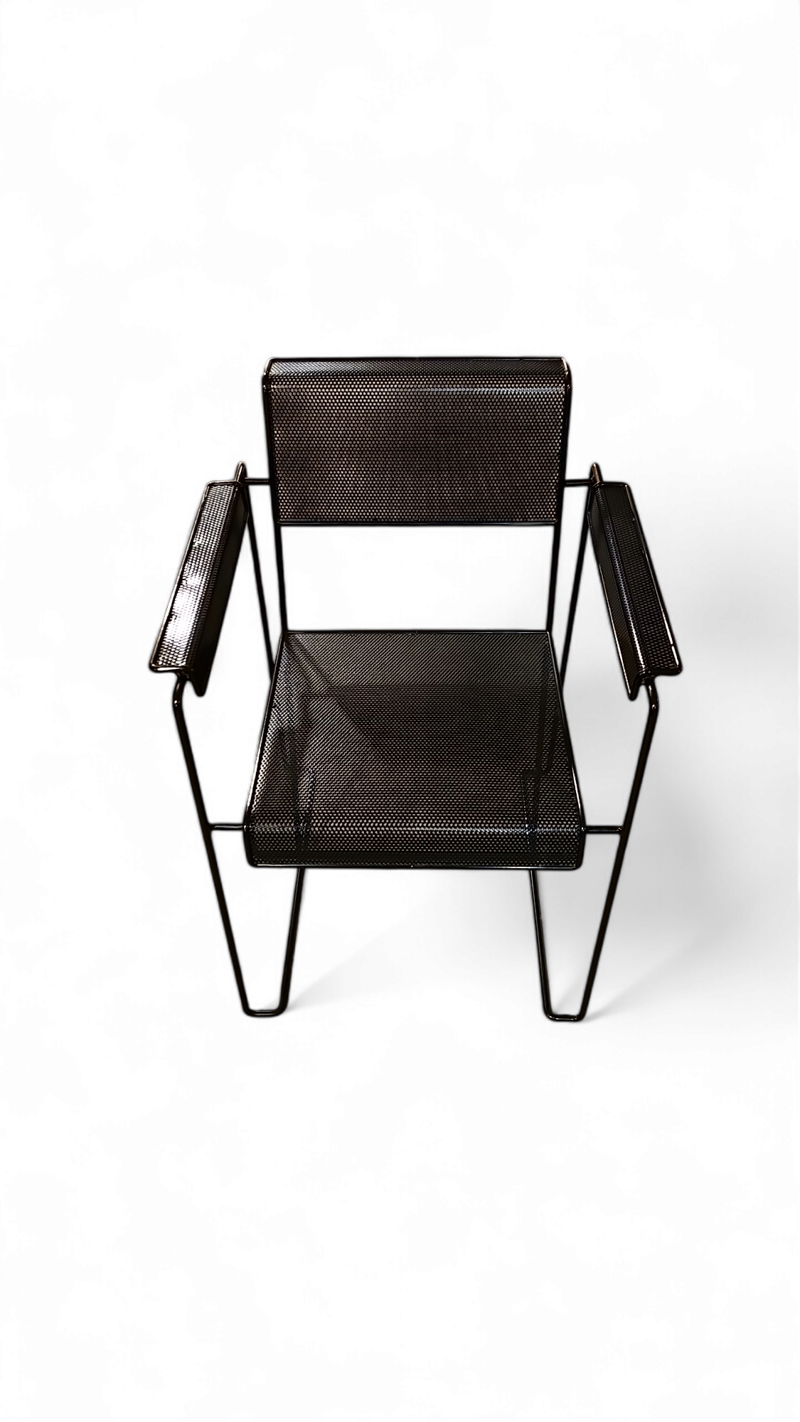 4 x Minimalistische stalen geperforeerde stoelen / Nederland jaren 70