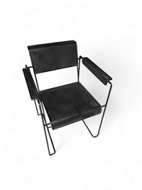 4 x Minimalistische stalen geperforeerde stoelen / Nederland jaren 70