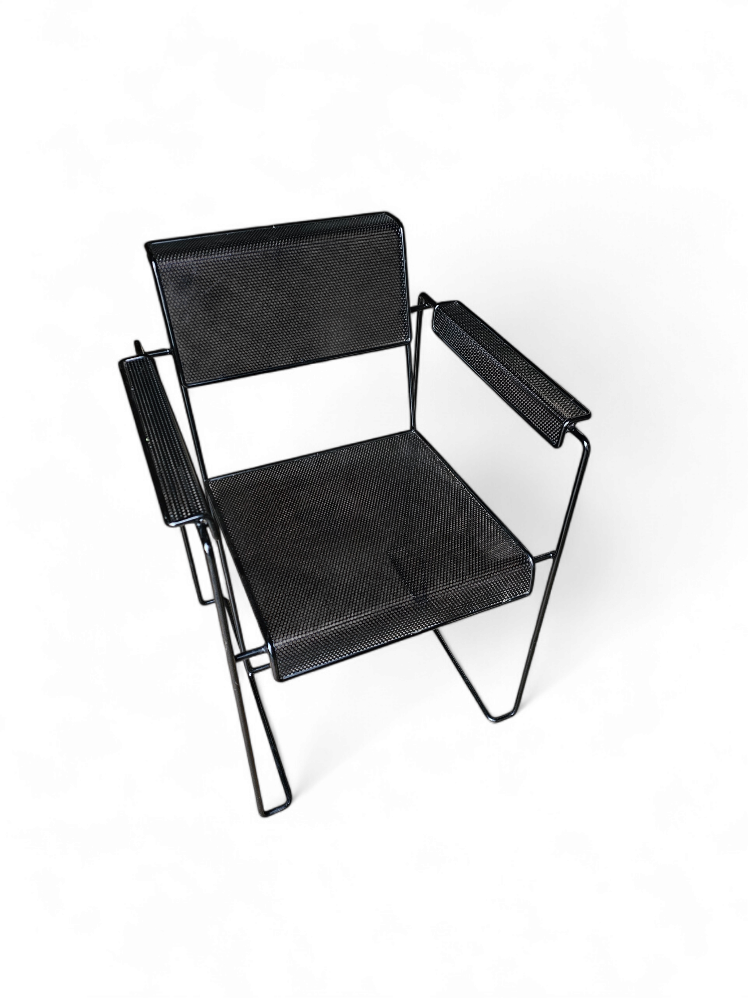 4 x Minimalistische stalen geperforeerde stoelen / Nederland jaren 70