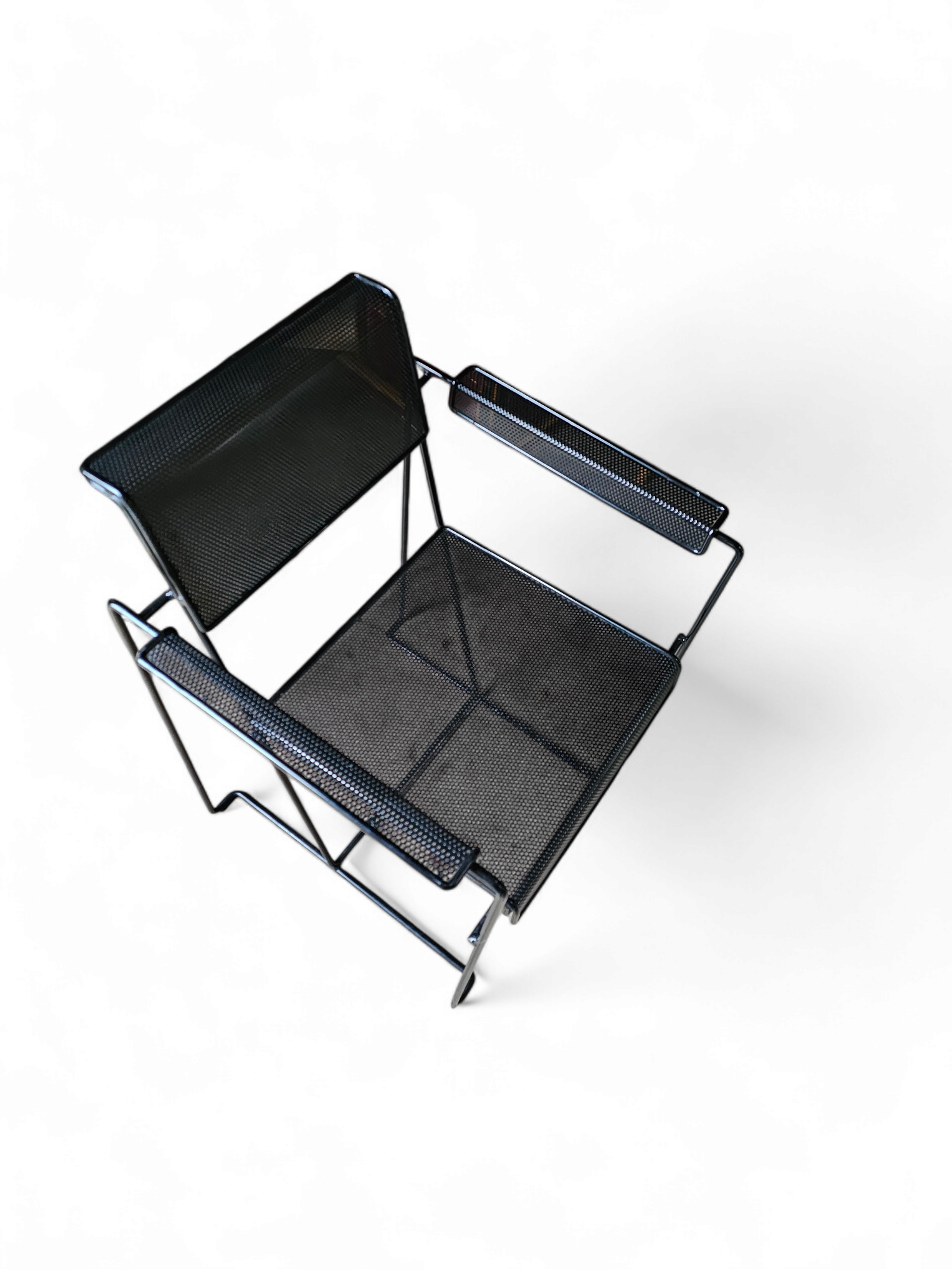 4 x Minimalistische stalen geperforeerde stoelen / Nederland jaren 70