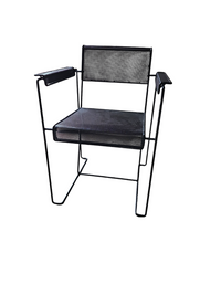 4 x Minimalistische stalen geperforeerde stoelen / Nederland jaren 70