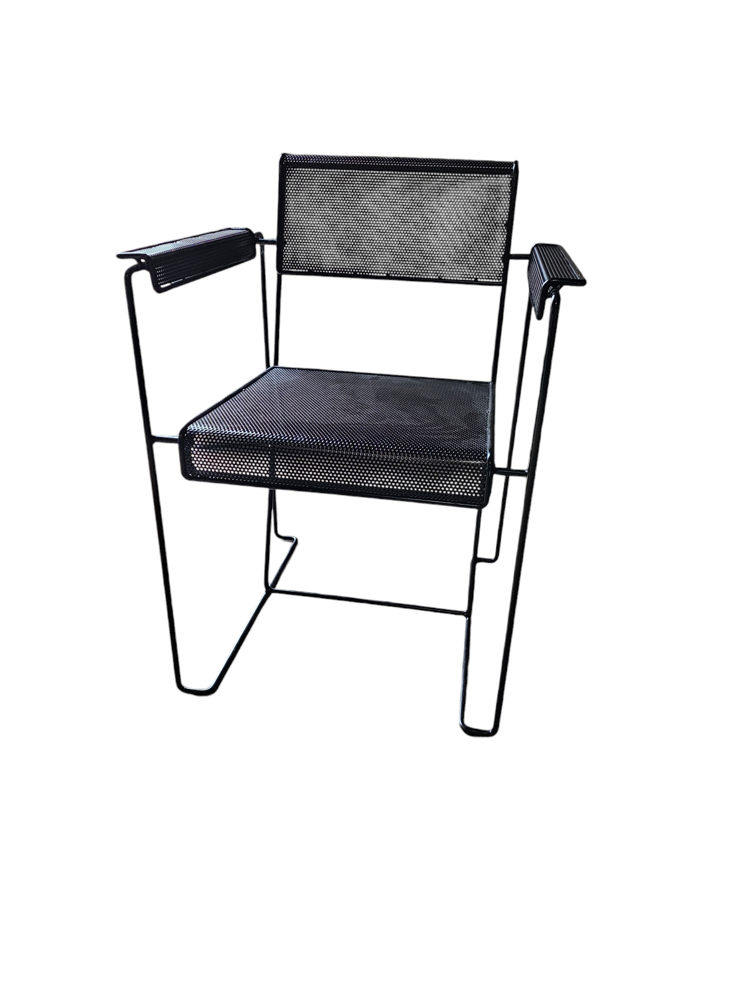 4 x Minimalistische stalen geperforeerde stoelen / Nederland jaren 70
