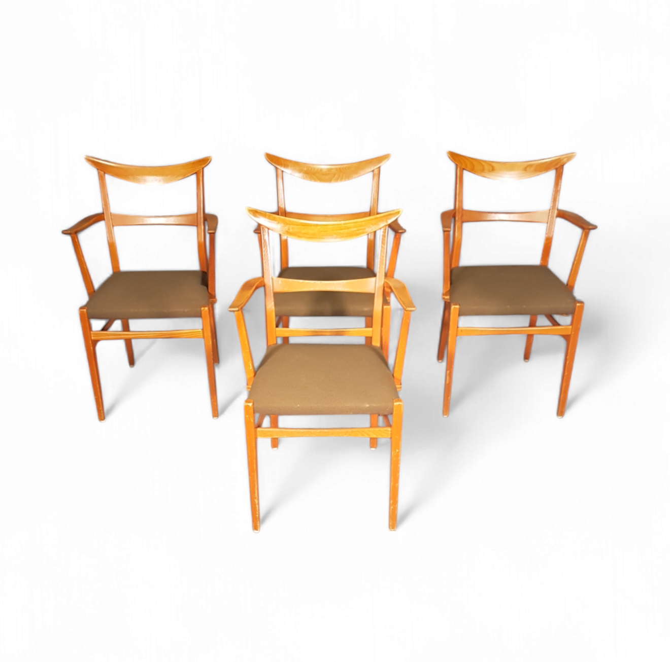 Set of 4 x German / cow horn dining arm chairs / Lübke 1950s / Extremely rare /