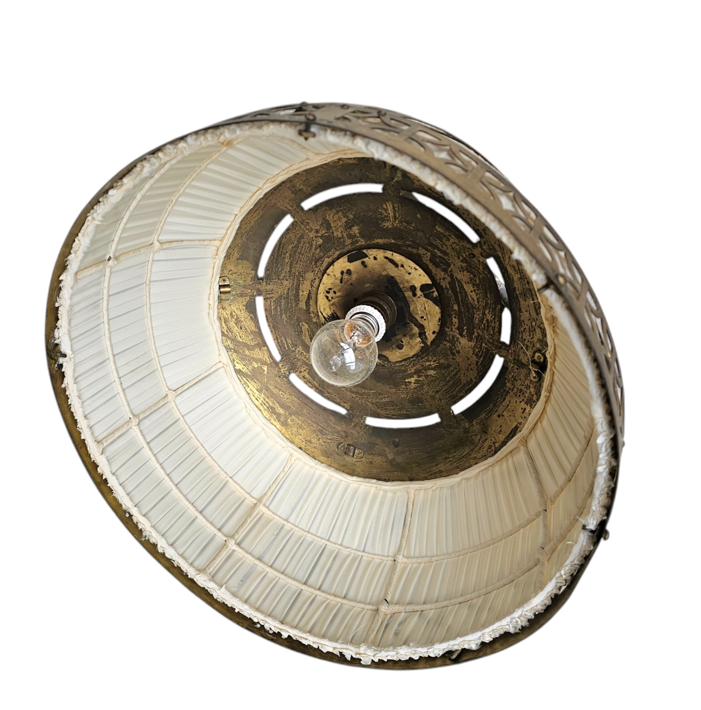 Amsterdamse School / hanging lamp / copper / linen / 1920s / Johanna van Eijbergen for g.dikkers & co