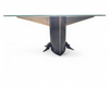 Postmodern Belgo Chrom table / oval glass top / 1980s