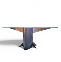 Postmodern Belgo Chrom table / oval glass top / 1980s