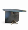 Postmodern Belgo Chrom table / oval glass top / 1980s