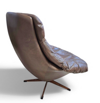 Danish Leather Swivel Lounge Chairs by H.W. Klein for Bramin, 1960s