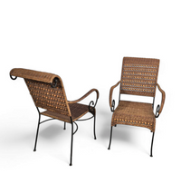 2 x wrought iron / rattan arm chairs 1970s