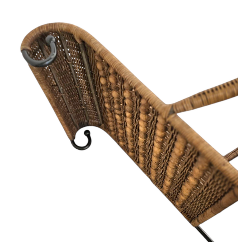 2 x wrought iron / rattan arm chairs 1970s