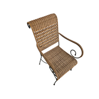 2 x wrought iron / rattan arm chairs 1970s
