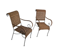 2 x wrought iron / rattan arm chairs 1970s