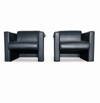 Pair / Trix and Robert Haussmann / Leather Chairs by Knoll