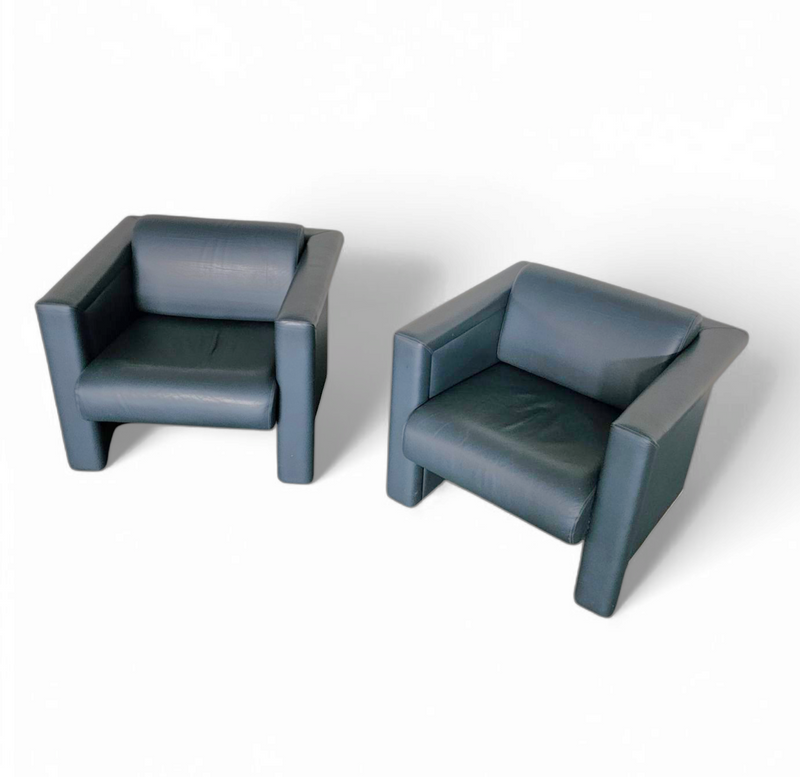 Pair / Trix and Robert Haussmann / Leather Chairs by Knoll