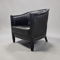 2 x black leather armchair 1980s / Art Deco style / good condition