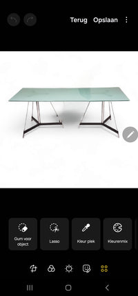 Italian tripod table / mat glass table top / Gabriel Teixidó