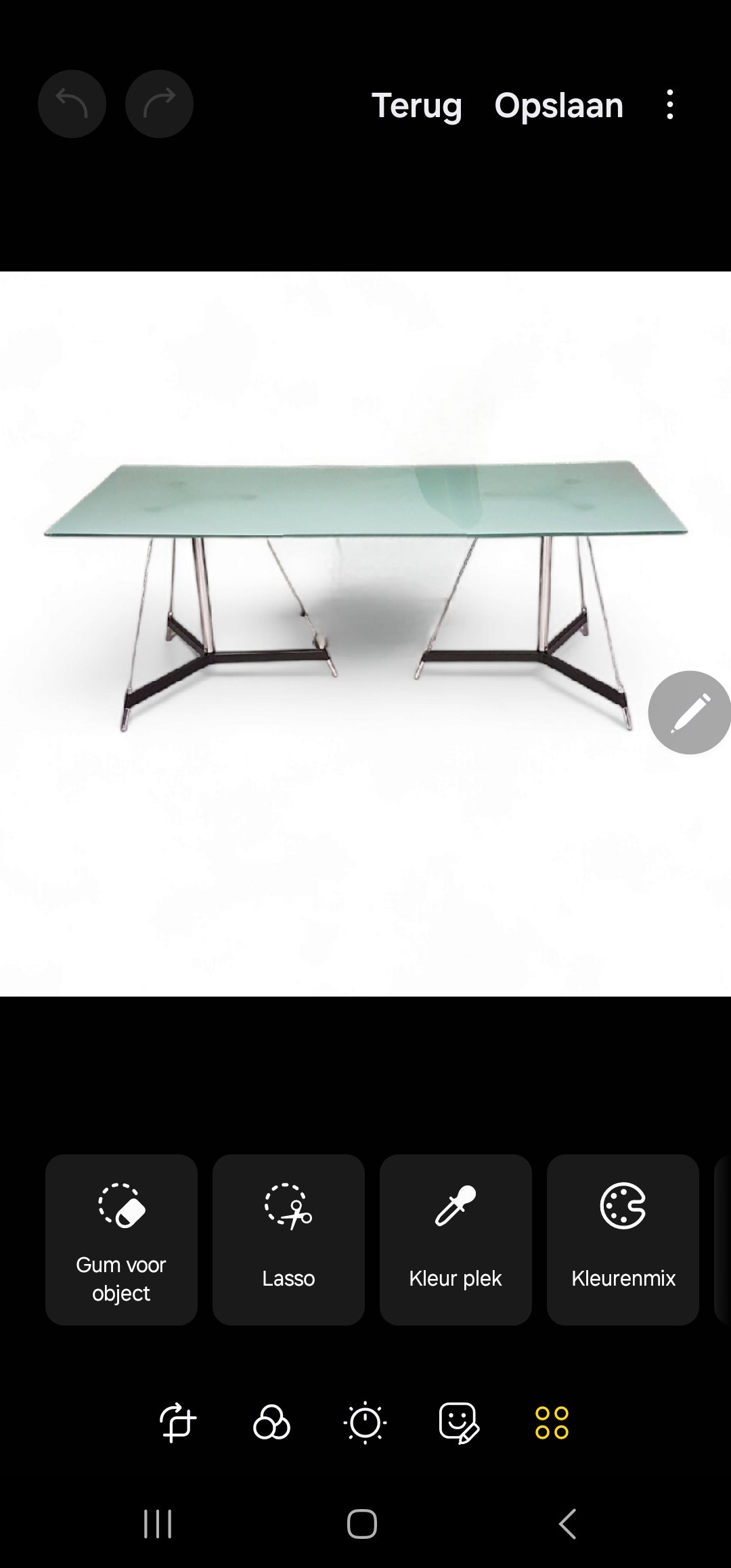 Italian tripod table / mat glass table top / Gabriel Teixidó